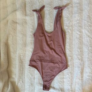 Lulu's Pink Tie-Shoulder Bodysuit